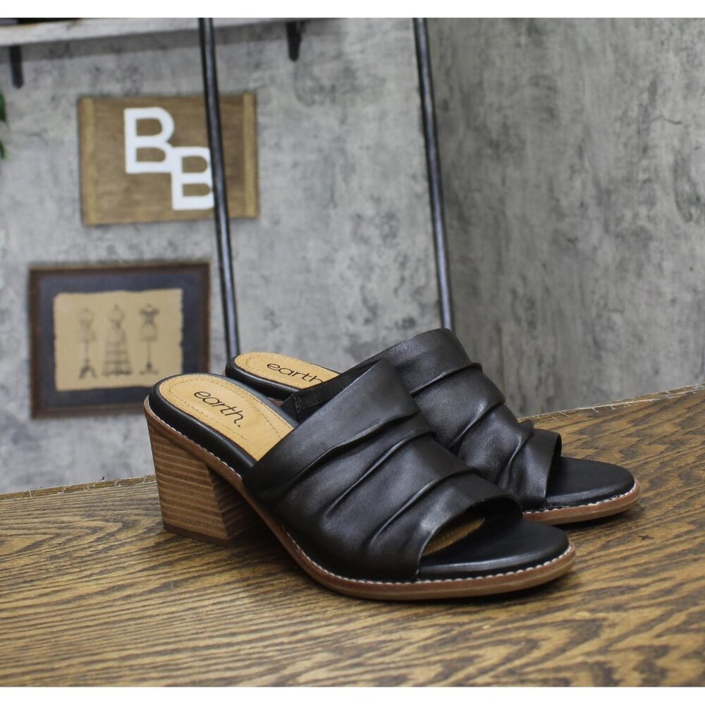 Earth Womens Adara Heeled Sandal ETADARA Black Leather 9M